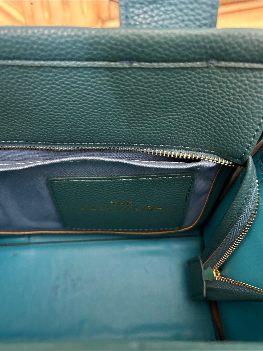 Marc Jacobs Teal Pebbled Leather Logo Tote - Picture 8 of 8